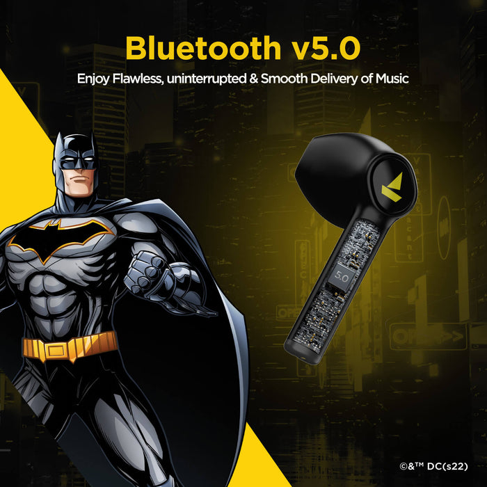 Airdopes 131 Batman DC Edition With 13 mm Drivers, Bluetooth v5.0, 650mAh pocket friendly Charging Case
