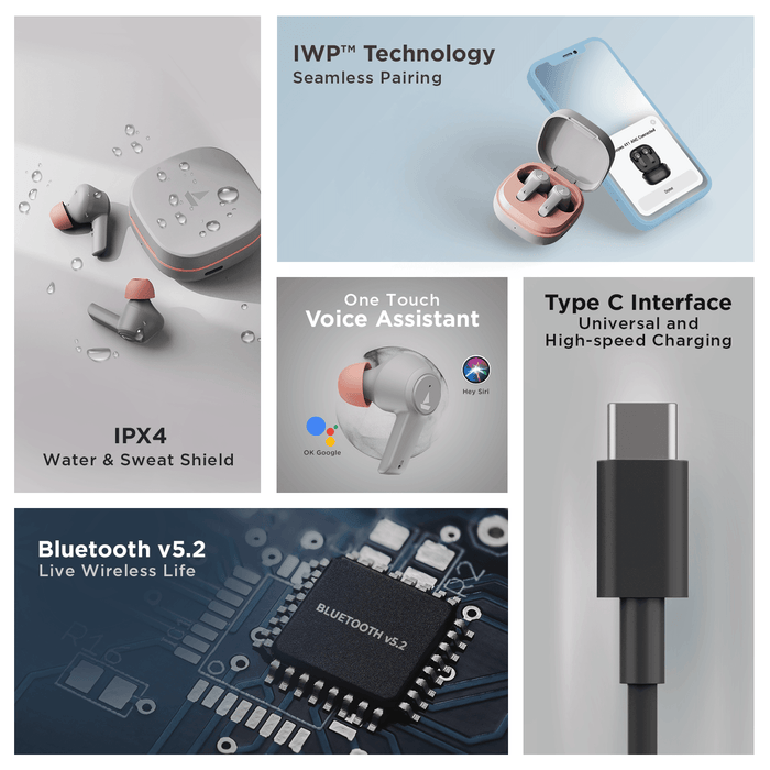 Airdopes 411 ANC with 10mm Drivers, ASAPTM Charge Technology, Up to 25dB ANC, ENx™ Technology, 17.5 Hours Playback