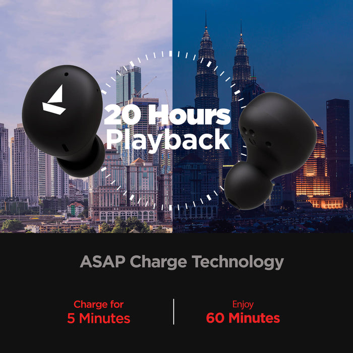 Airdopes 381 - 7mm Rhythmic Dynamic Drivers, IPX5 Sweat & Water Resistance Technology, Nonstop Music UpTo 20 Hours