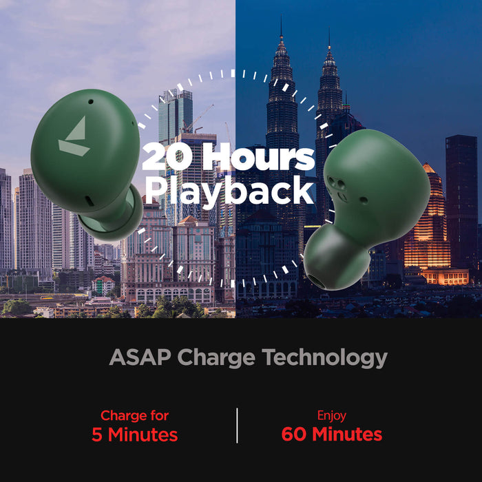 Airdopes 381 - 7mm Rhythmic Dynamic Drivers, IPX5 Sweat & Water Resistance Technology, Nonstop Music UpTo 20 Hours