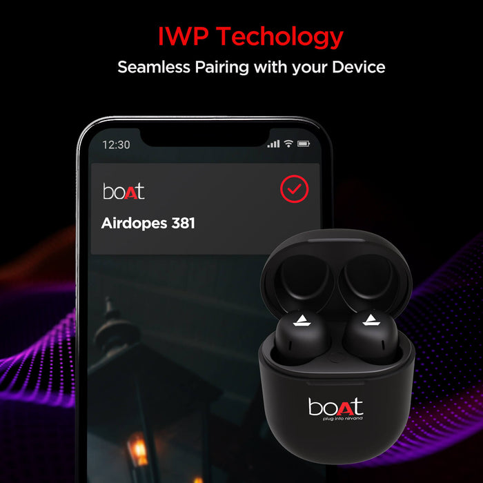 Airdopes 381 - 7mm Rhythmic Dynamic Drivers, IPX5 Sweat & Water Resistance Technology, Nonstop Music UpTo 20 Hours