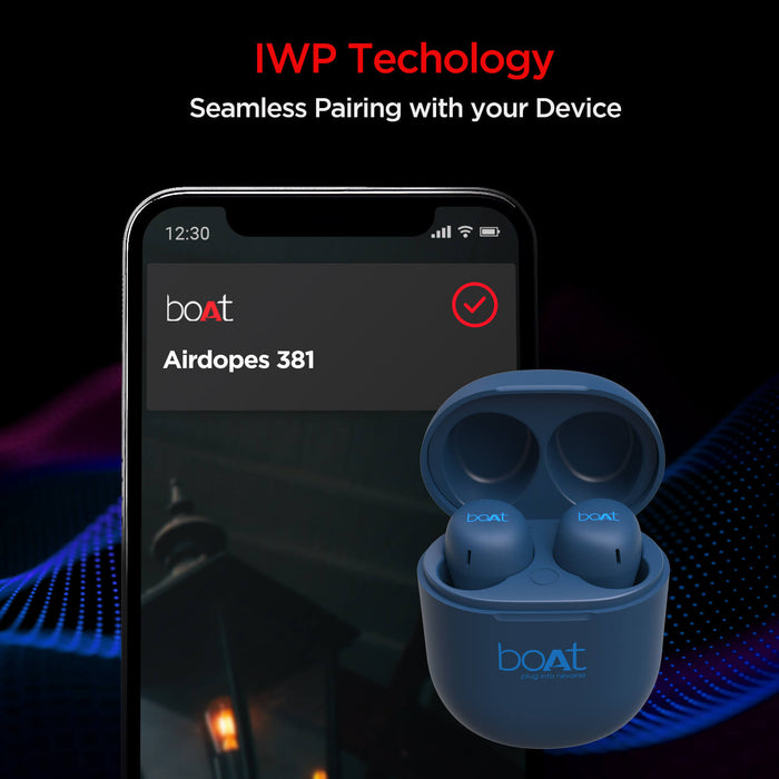 Airdopes 381 - 7mm Rhythmic Dynamic Drivers, IPX5 Sweat & Water Resistance Technology, Nonstop Music UpTo 20 Hours